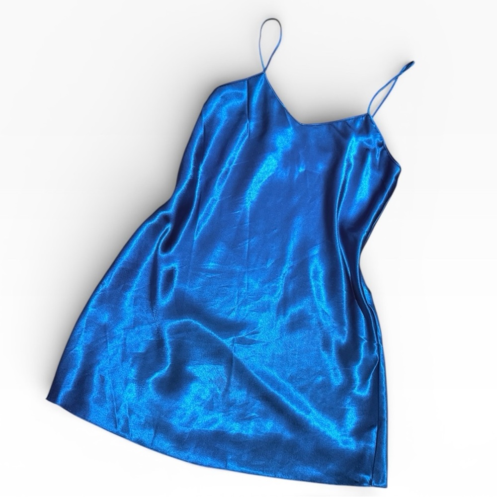 Vintage Victoria’s Secret Gold Label Chemise in Teal with Spaghetti Straps, S